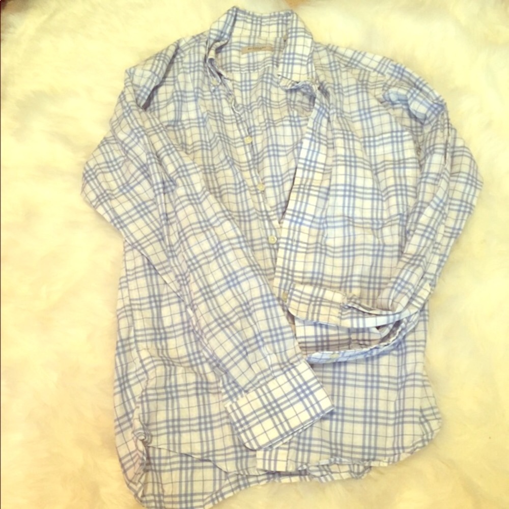 Men’s small blue & white plaid AUTHENTIC Burberry